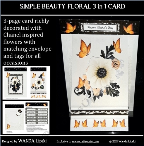 SIMPLE BEAUTY FLORAL 3 in 1 card