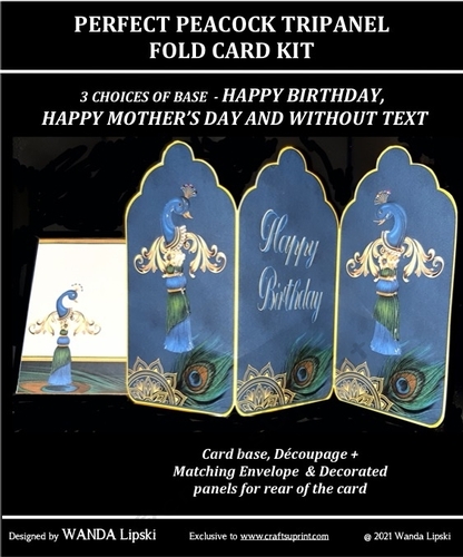 PERFECT PEACOCK TRIFOLD BIRTHDAY/MOTHERS DAY CARD KIT