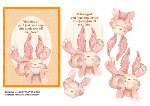 THINKING OF YOU GOOFY GRIN RABBIT CARD FRONT