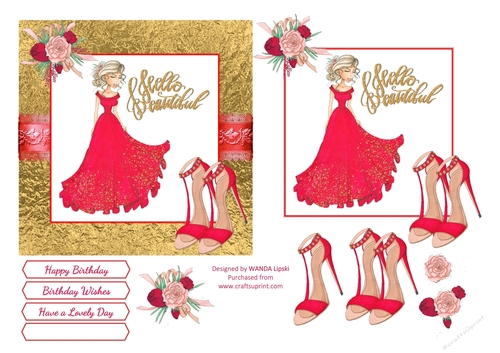 HELLO BEAUTIFUL LADY IN RED BIRTHDAY TOPPER