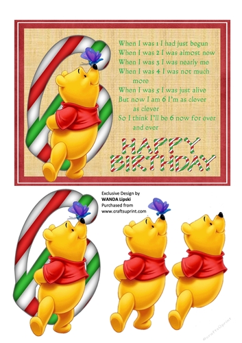 NOW I AM SIX POOH BEARS BIRTHDAY