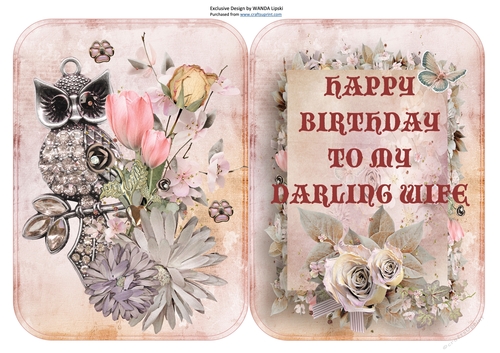ADD ON FOR 40-100 XXL CONCERTINA BIRTHDAY CARD - WIFE