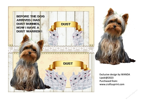 DUST BUNNIES DUST WARREN - YORKSHIRE TERRIER ANY OCCASION TOPPER