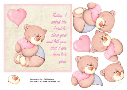 BEAR. HUG BLESSINGS 1 FRIENDSHIP CARD FRONT