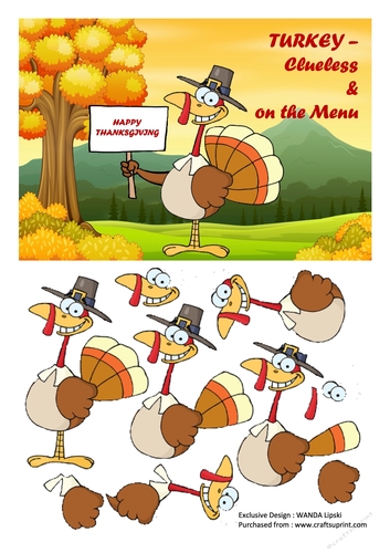 CLUELESS TURKEY THANKSGIVING CARD FRONT 1
