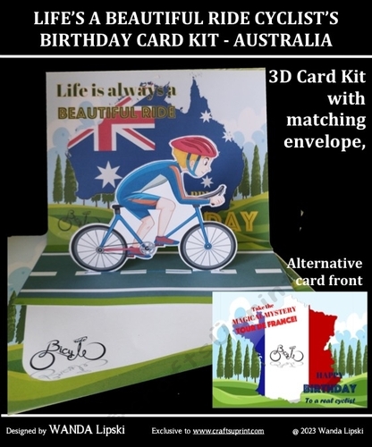 LIFES A BEAUTIFUL RIDE CYCLISTS BIRTHDAY 3D CARD KIT - AUSTRALIA