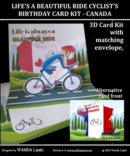 LIFES A BEAUTIFUL RIDE CYCLISTS BIRTHDAY 3D CARD KIT - CANADA