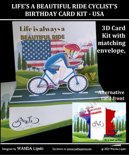 LIFES A BEAUTIFUL RIDE CYCLISTS BIRTHDAY 3D CARD KIT - USA