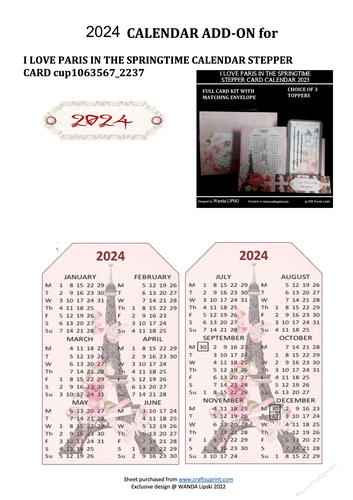 2024 ADD-ON FOR I LOVE PARIS IN THE SPRINGTIME STEPPER CALENDAR