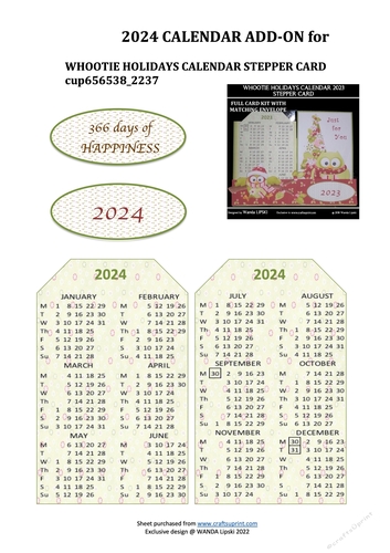 2024 ADD-ON FOR WHOOTIE HOLIDAYS STEPPER CALENDAR