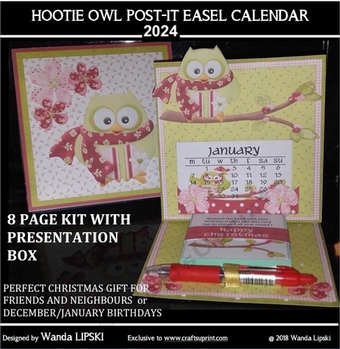 2024 HOOTIE HOLIDAYS POST-IT EASEL CALENDAR