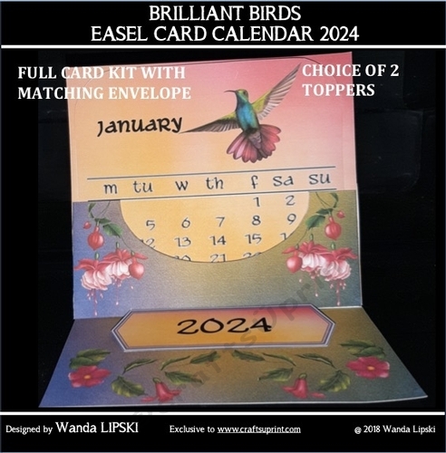 2024 BRILLIANT BIRD CALENDAR EASEL CARD KIT