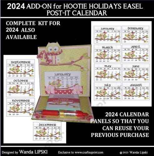 2024 ADD-ON FOR HOOTIE HOLIDAYS POST-IT EASEL CALENDAR CARD