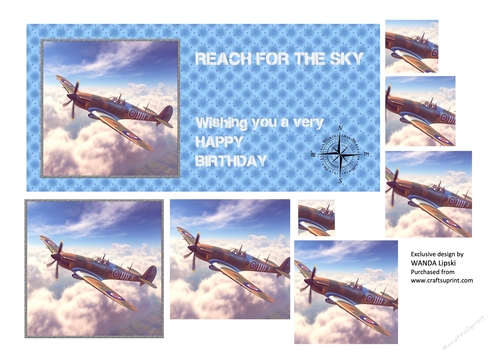 DL REACH FOR THE SKY SPITFIRE BIRTHDAY CARD FRONT