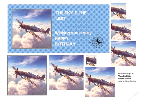 DL THE SKYS THE LIMIT SPITFIRE BIRTHDAY CARD FRONT