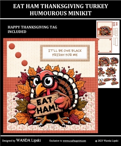 EAT HAM THANKSGIVING TURKEY HUMOROUS CARD FRONT
