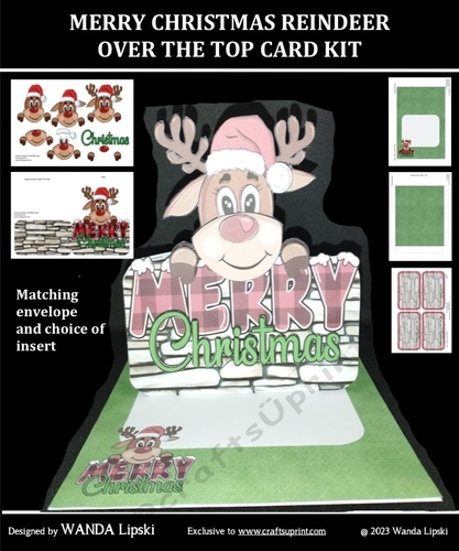 MERRY CHRISTMAS REINDEER OVER THE TOP CARD KIT