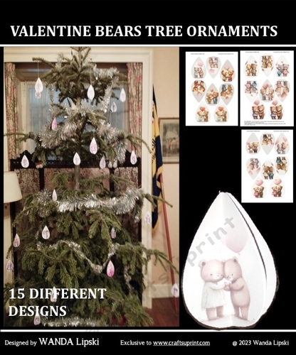 VALENTINE BEARS TREE ORNAMENTS