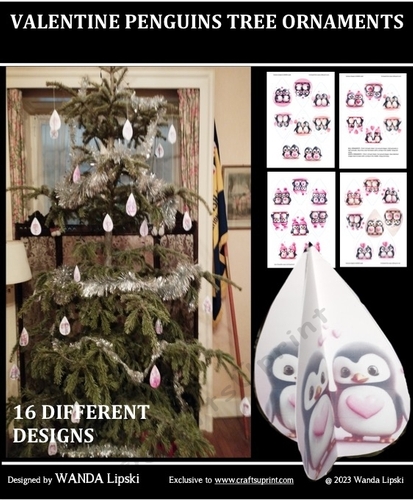 VALENTINE PENGUINS TREE ORNAMENTS