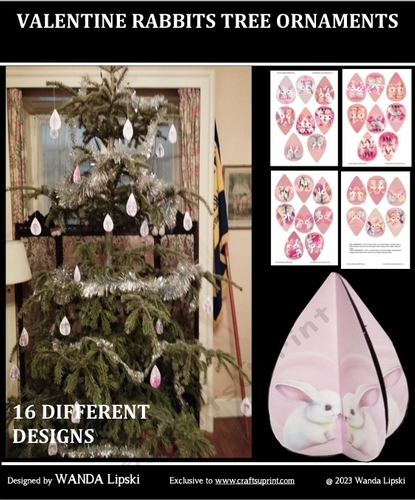 VALENTINE RABBITS TREE ORNAMENTS