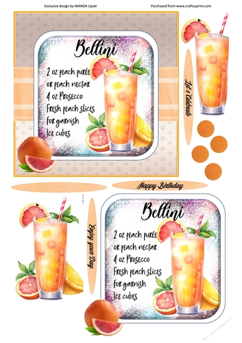 COCKTAIL COASTER BIRTHDAY CARD FRONT 2 BELLINI