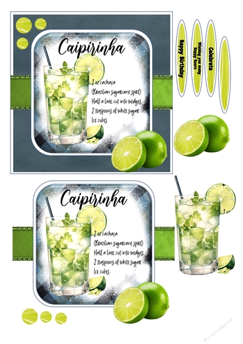 COCKTAIL COASTER BIRTHDAY CARD FRONT 4 CAIPIRINHA