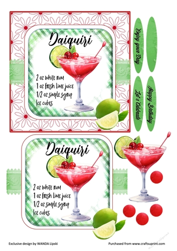COCKTAIL COASTER BIRTHDAY CARD FRONT 5 DAIQUIRI