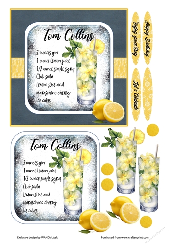 COCKTAIL COASTER BIRTHDAY CARD FRONT 18 TOM COLLINS
