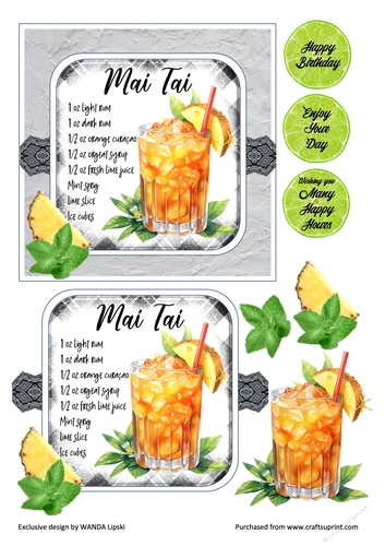 COCKTAIL COASTER BIRTHDAY CARD FRONT 8 MAI TAI