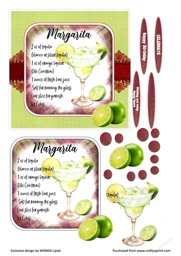 COCKTAIL COASTER BIRTHDAY CARD FRONT 9 MARGARITA