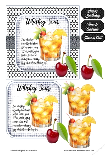 COCKTAIL COASTER BIRTHDAY CARD FRONT 19 WHISKEY SOUR