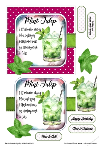 COCKTAIL COASTER BIRTHDAY CARD FRONT 10 MINT JULEP