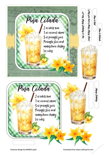 COCKTAIL COASTER BIRTHDAY CARD FRONT 14 PINA COLADA