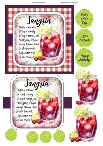 COCKTAIL COASTER BIRTHDAY CARD FRONT 15 SANGRIA