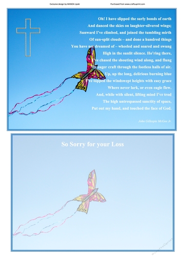 FLYING HIGH CHRISTIAN SYMPATHY CARD FRONT & INSERT 