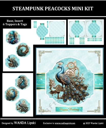 STEAMPUNK PEACOCKS ALL OCCASIONS MINIKIT