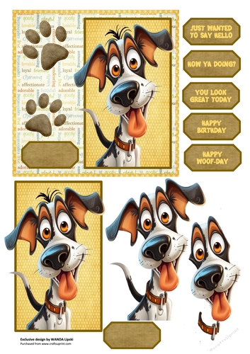GOOFY DOG 1 BIIRTHDAY/HELLO TOPPER