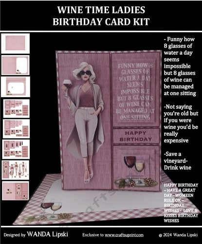 WINE TIME LADIES BIRTHDAY CARD KIT