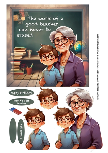 BARBARAS BEST TEACHER 2 BIRTHDAY/THANK YOU CARD FRONT