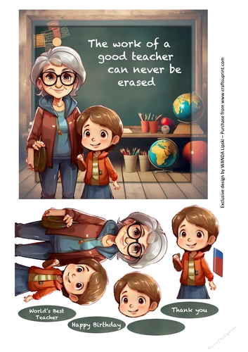 THE WORLDS BEST TEACHER  BIRTHDAY/THANK YOU CARD FRONT