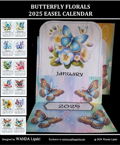 BUTTERFLY FLORALS 2025 EASEL CALENDAR