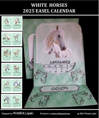 WHITE HORSES 2025 EASEL CALENDAR