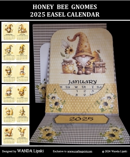 HONEY BEE GNOMES 2025 EASEL CALENDAR
