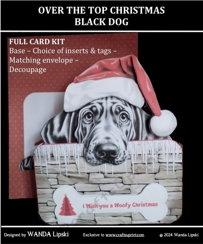 CHRISTMAS BLACK DOG OVER THE TOP CARD KIT