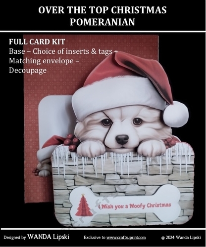 CHRISTMAS POMERANIAN  OVER THE TOP CARD KIT