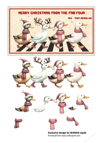 THE FAB FOUR CHRISTMAS DUCKS DL CARD TOPPER