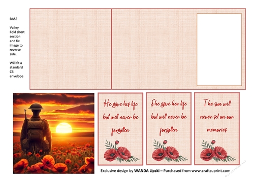 POPPY APPEAL - THE SUNSET OF A SOLDIERS SACRIFICE SYMPATHY/REMEMBRANCE CARD