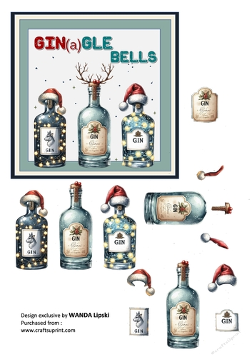 GIN-A-GLE BELLS HUMOROUS CHRISTMAS TOPPER