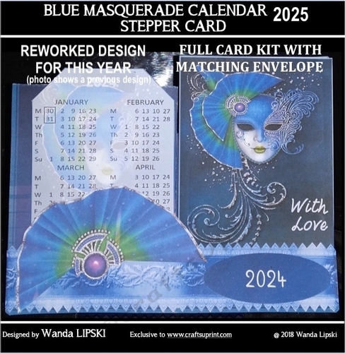 2025 BLUE MASQUERADE CALENDAR STEPPER CARD KIT