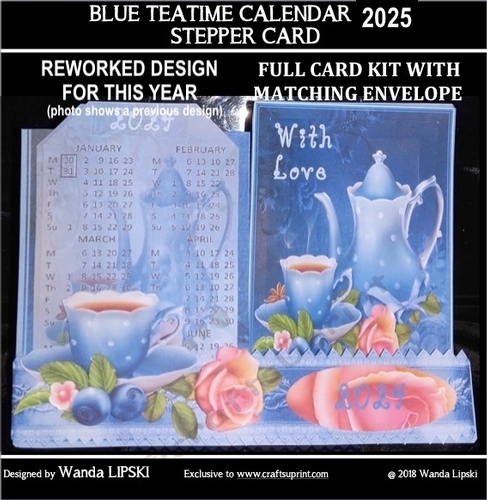 2025 BLUE TEATIME CALENDAR STEPPER CARD KIT
